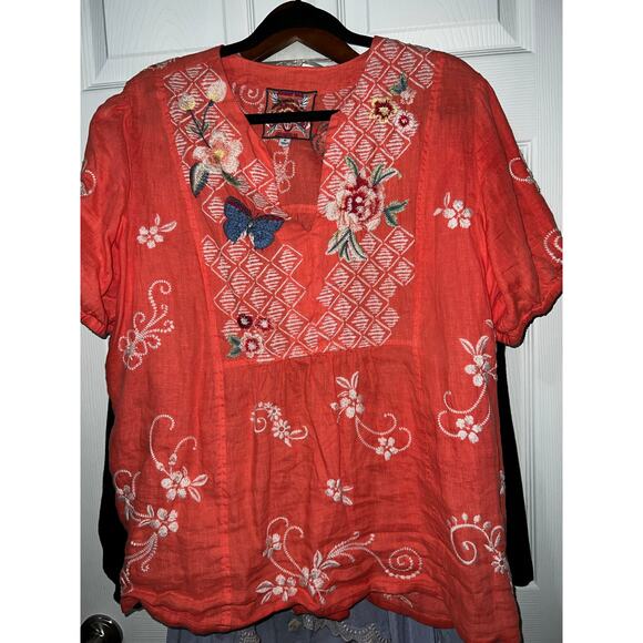 Johnny was embroidered blouse size extra large has only been worn one time.